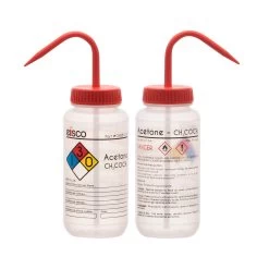 Wash Bottle For Acetone, 500ml - Labeled With Color Coded Chemical & Safety Information (4 Colors) - Wide Mouth, Self Venting, Low Density Polyethylene - -Laboratory Instrument Store xhcqp3qhkme5nkdjqzs2