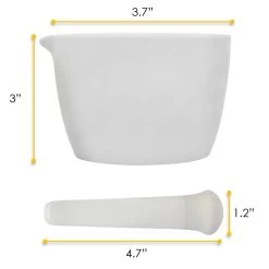 Mortar & Pestle, 150mL - 90mm - Porcelain, Unglazed Grinding Surface -Laboratory Instrument Store xo4fazesbteyf823wqfz