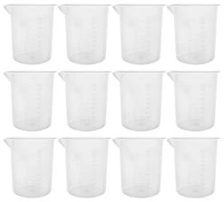 12PK Plastic Beakers, 2000ml - Polypropylene - Raised Graduations