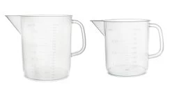 Set Of 2 Measuring Jugs, 1000ml & 2000ml - Short Form, Euro Design - Polypropylene, Raised Graduations -Laboratory Instrument Store xynagdv1vctowrkfcxui