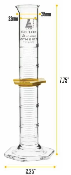 Glass Graduated Cylinder, 50mL - Class A - White Single Scale - Hexagonal Base - Borosilicate -Laboratory Instrument Store xzsmq5sjcyukzhhmmzdw