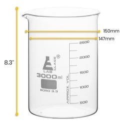 Beaker, 3000ml - Low Form - Graduated - Borosilicate Glass -Laboratory Instrument Store xzziiuhgarosffvckw8n