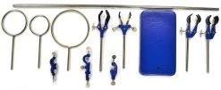 11 Piece Set - Rectangular Retort Stand, Rod, Bossheads, Clamps, And Rings