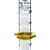 Graduated Cylinder, 25mL - ASTM Class A - Protective Collar, Hexagonal Base - Blue Graduations - Borosilicate Glass