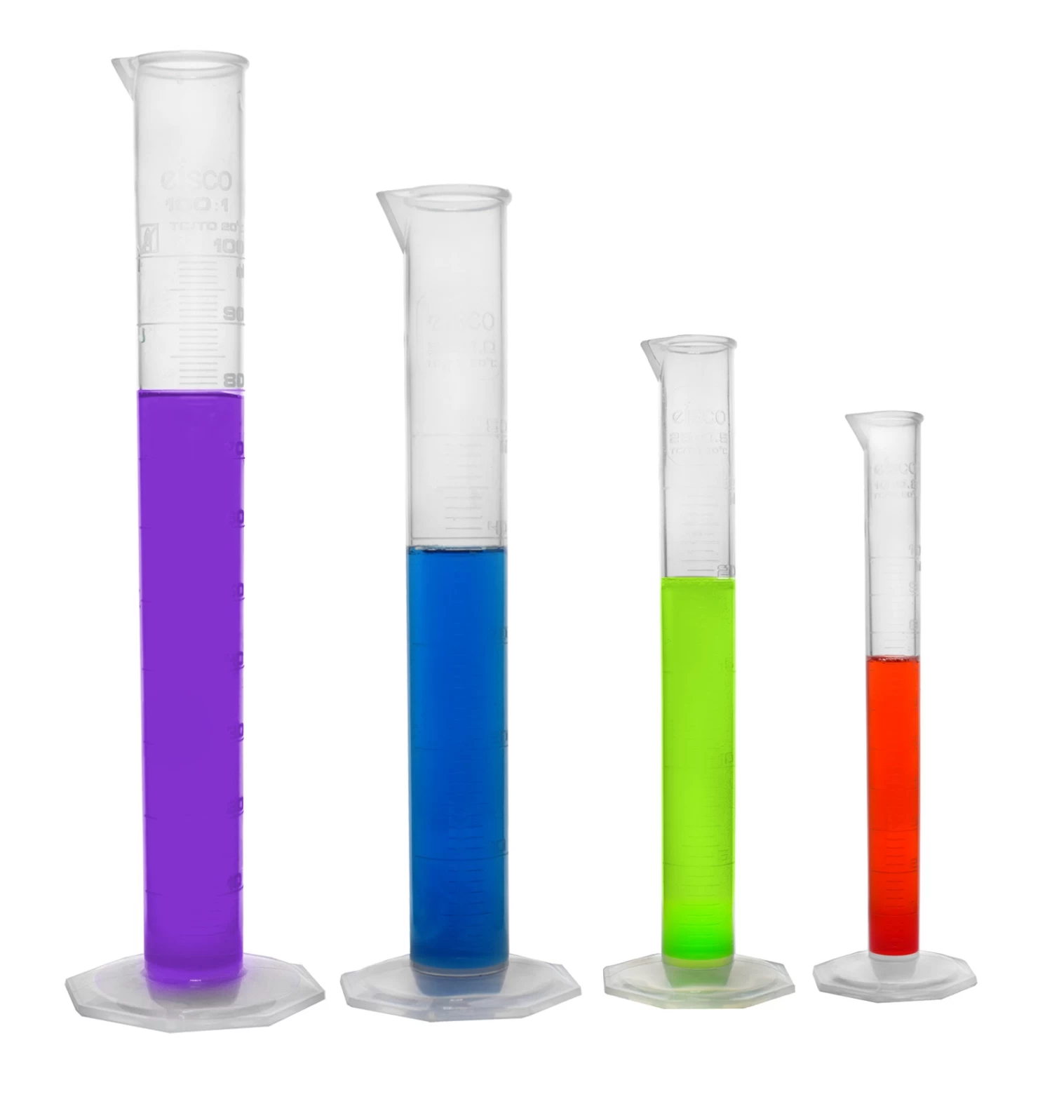10PK 4-Piece Graduated Cylinder Set - 10mL, 25mL, 50mL & 100mL (40 Cylinders Total) - Class B - Octagonal Base - US Sourced Polypropylene Plastic 1 10PK 4-Piece Graduated Cylinder Set - 10mL, 25mL, 50mL & 100mL (40 Cylinders Total) - Class B - Octagonal Base - US Sourced Polypropylene Plastic